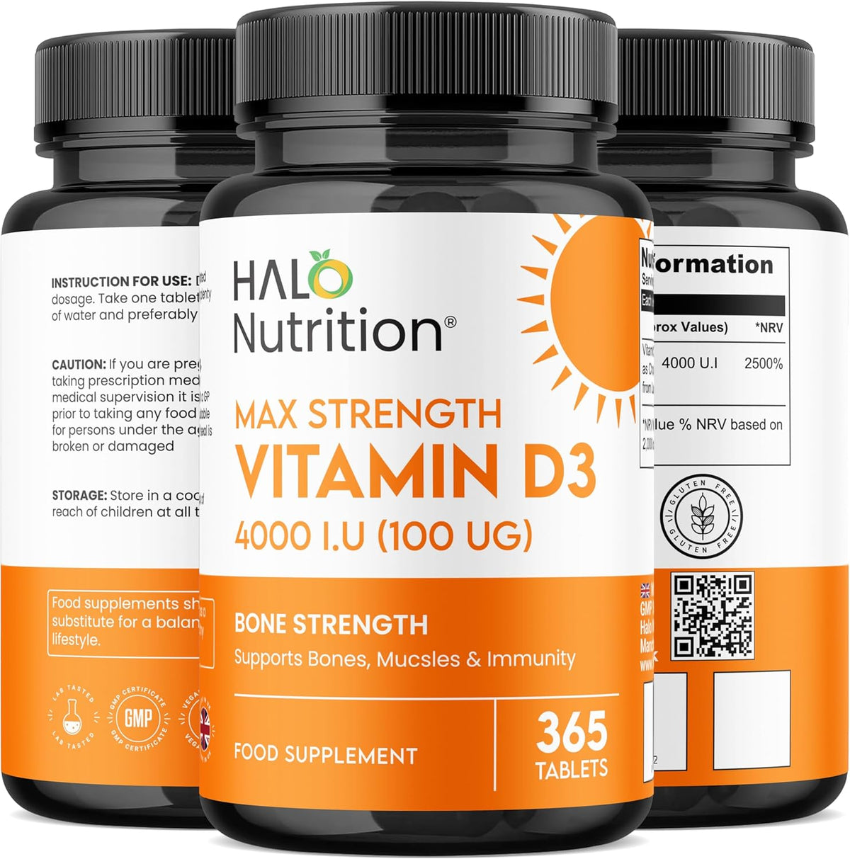 Halo Nutrition Vitamin D3 4000 Iu Tablets